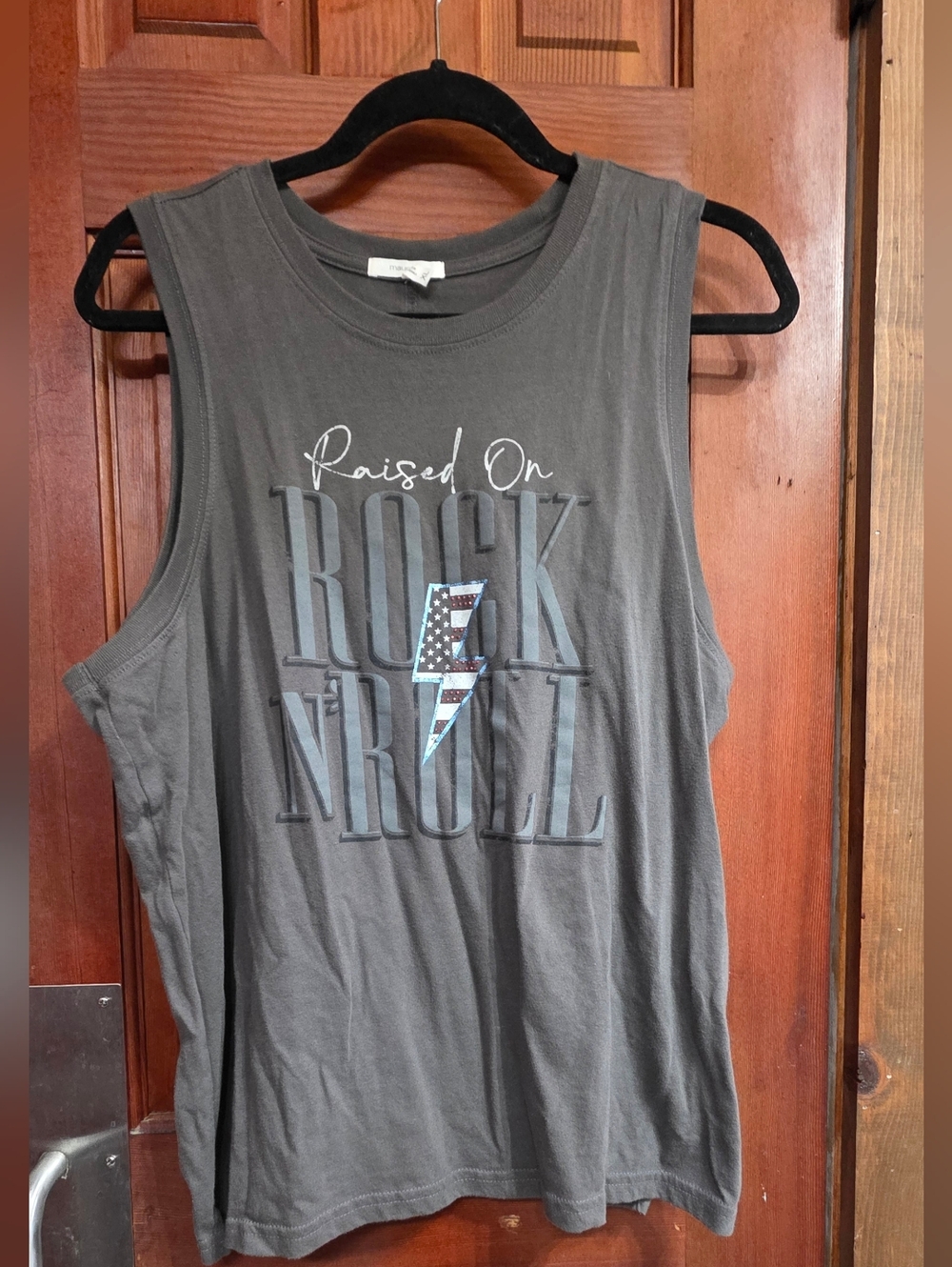 Raised On Rock n Roll Graphic Tank - Charcoal